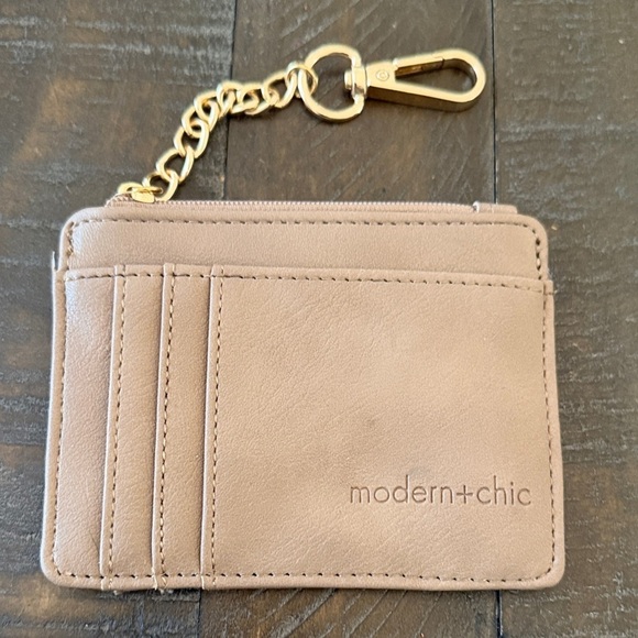 Modern + Chic Accessories - Tan Card Holder with Chain